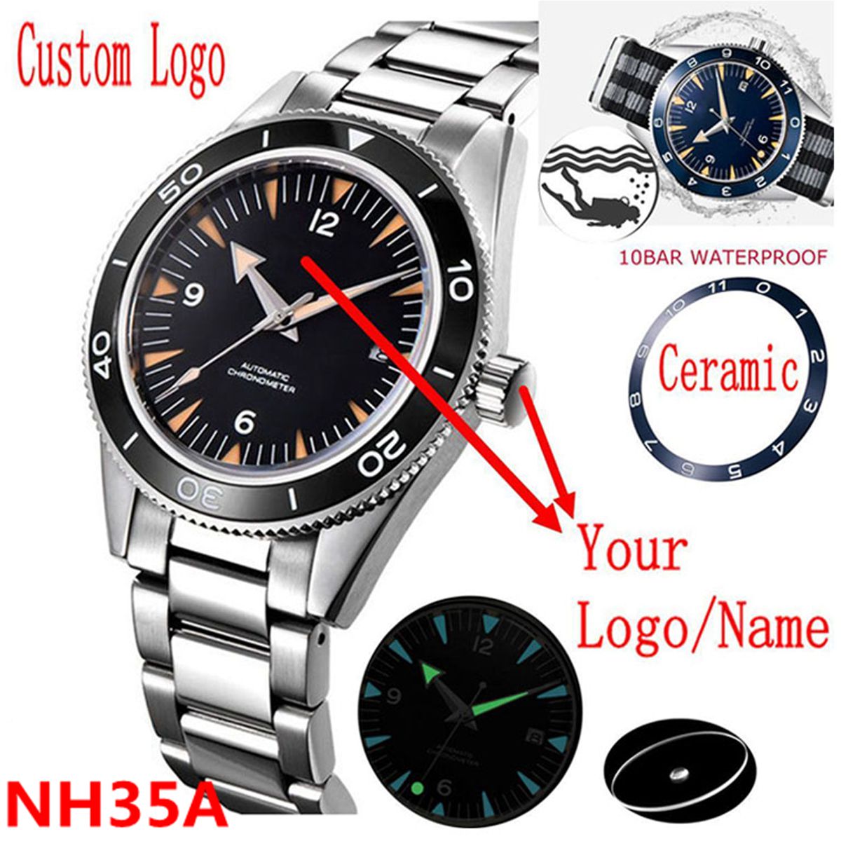 Watch Winder Compact - Logotipo personalizado nh35 movimento relógio 10