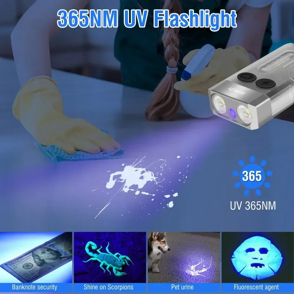 Boruit v10 chaveiro uv led edc - Keychain Flashlight avaliação e preço